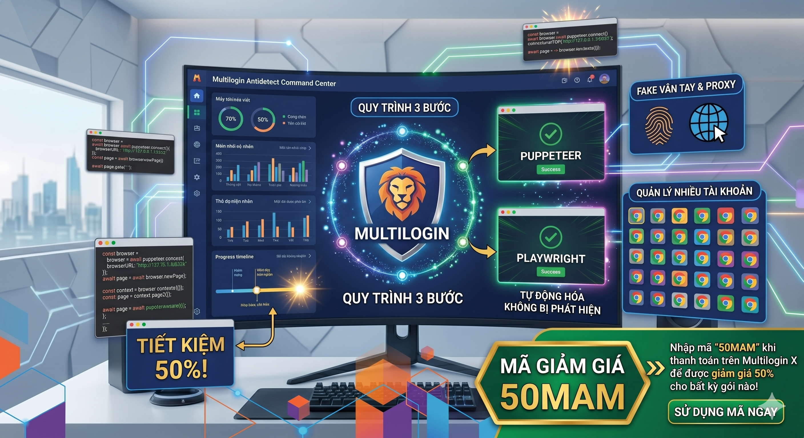 Best antidetect browser setup with Multilogin promo code 50MAM for bypass browser fingerprinting